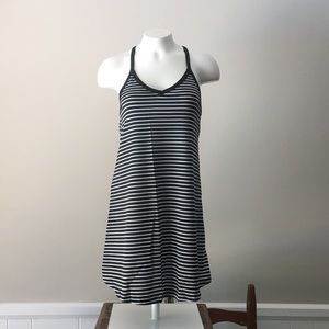 Black and white striped halter racerback dress